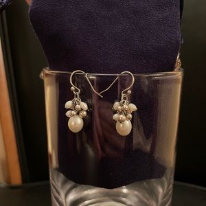 Silpada Freshwater Pearl Silver Cluster Earrings